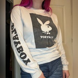 PLAYBOY Brand Vintage Long Sleeve Tee Shirt Medium